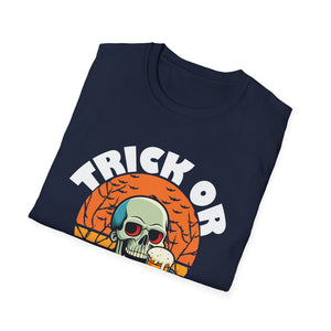 Trick or Beer T-Shirt — Halloween Skull Drinking Beer Graphic Tee