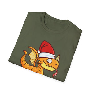 Christmas Dragon T-Shirt — Cute Cartoon Dragon in Santa Hat, 