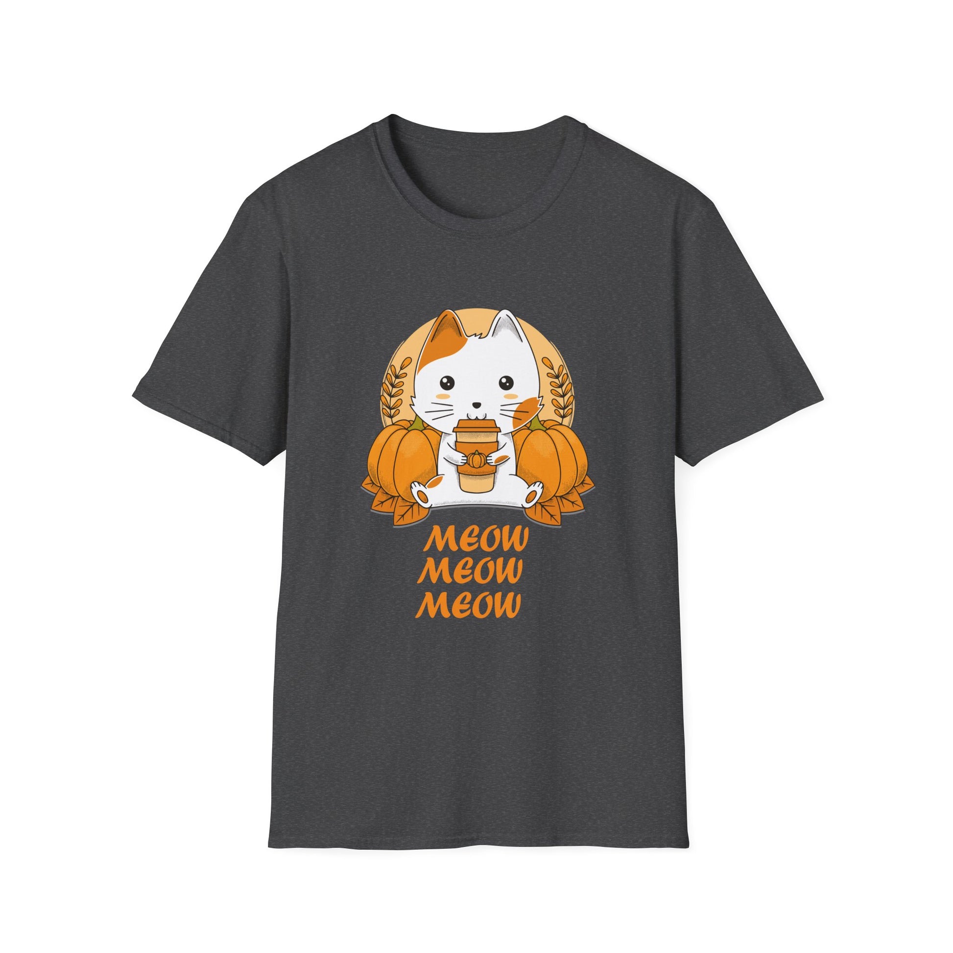 Pumpkin Spice Cat T-Shirt — Cute Autumn "Meow Meow Meow" Graphic Tee  Unisex T-Shirt