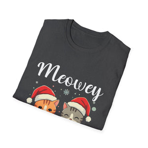 Meowey Christmas T-Shirt — Cute Cat Santa Holiday Tee