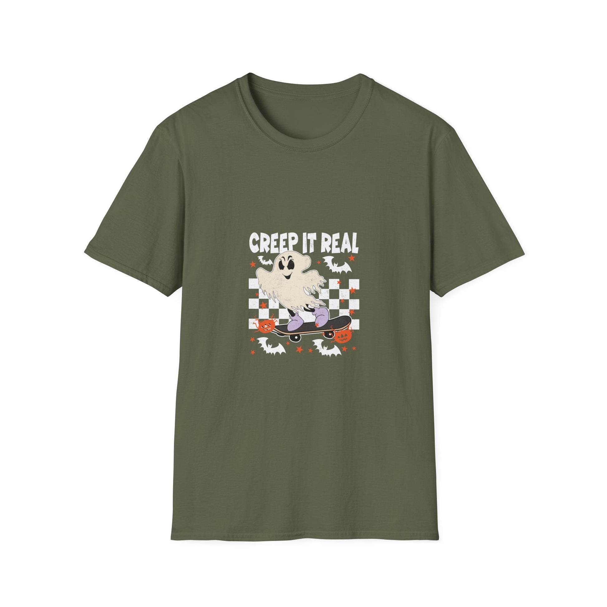 Creep It Real Vintage Ghost Halloween TeeUnisex Softstyle T-Shirt
