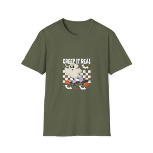 Creep It Real Vintage Ghost Halloween TeeUnisex Softstyle T-Shirt