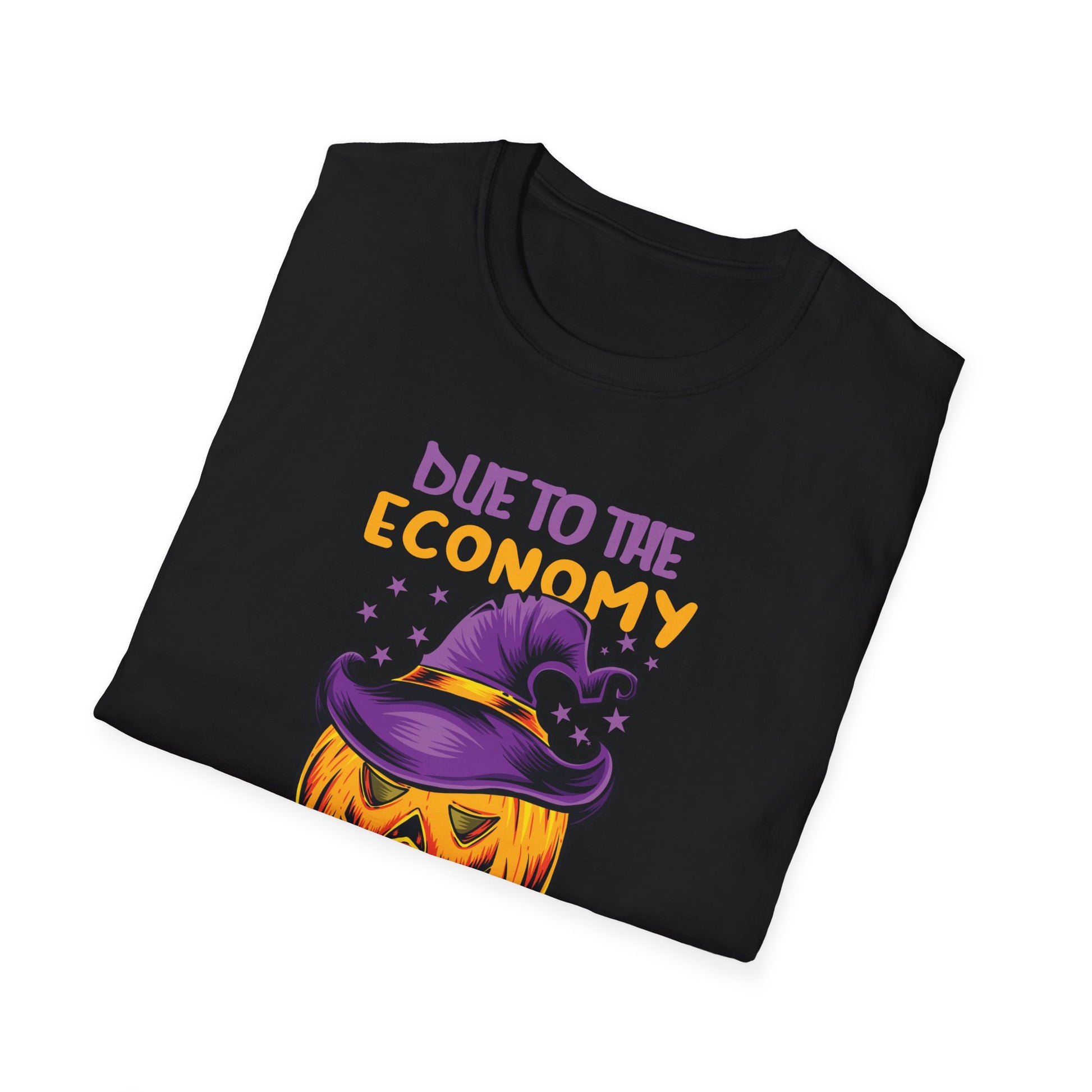 Halloween T-Shirt — “Due to the Economy This Is My Halloween Costume” Pumpkin Witch Tee