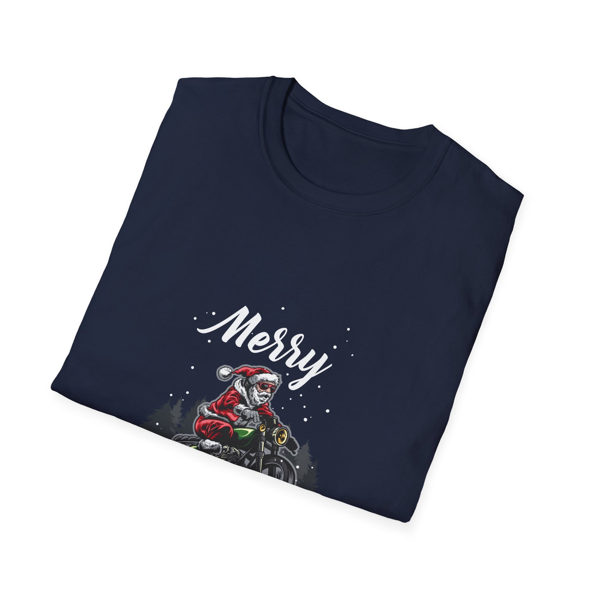 Christmas Motorcycle T-Shirt — 'Merry Christmas' Santa Biker Tee