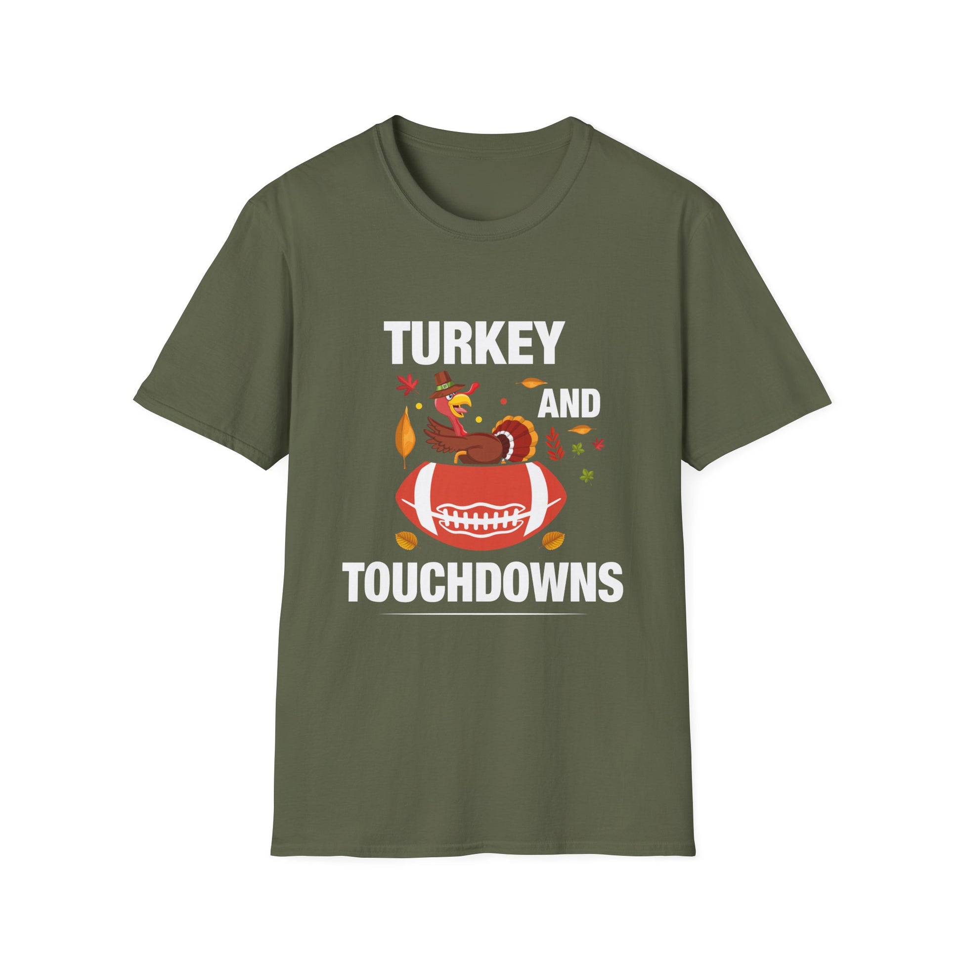 Thanksgiving Football T-Shirt — "Turkey and Touchdowns" Holiday Tee