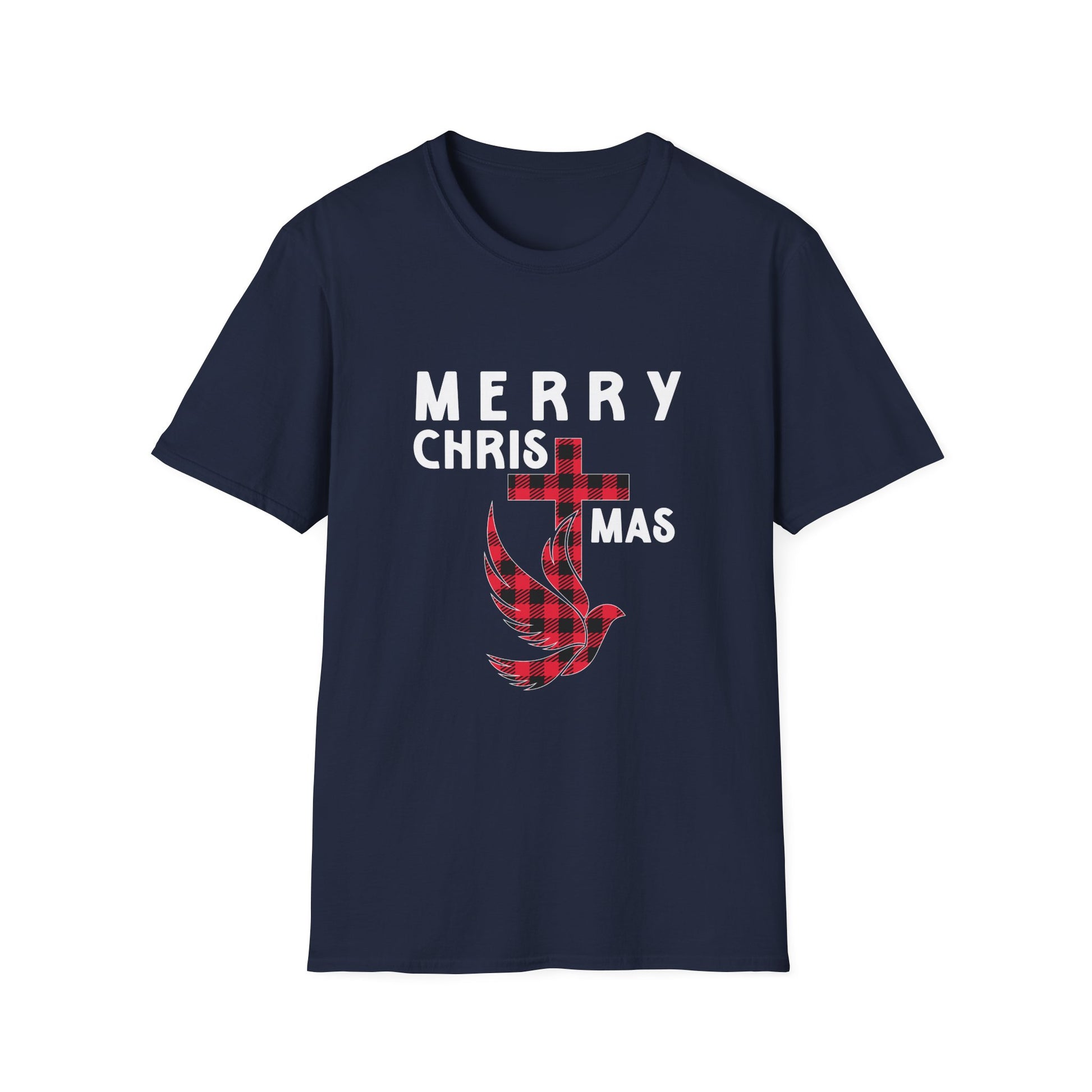 Christmas Plaid Dove T-Shirt — "Merry Chris(t)mas" Holiday Tee