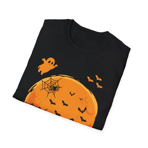 Halloween Corgi Moon T-Shirt — Spooky Pumpkin Night Tee with Bats & Ghost