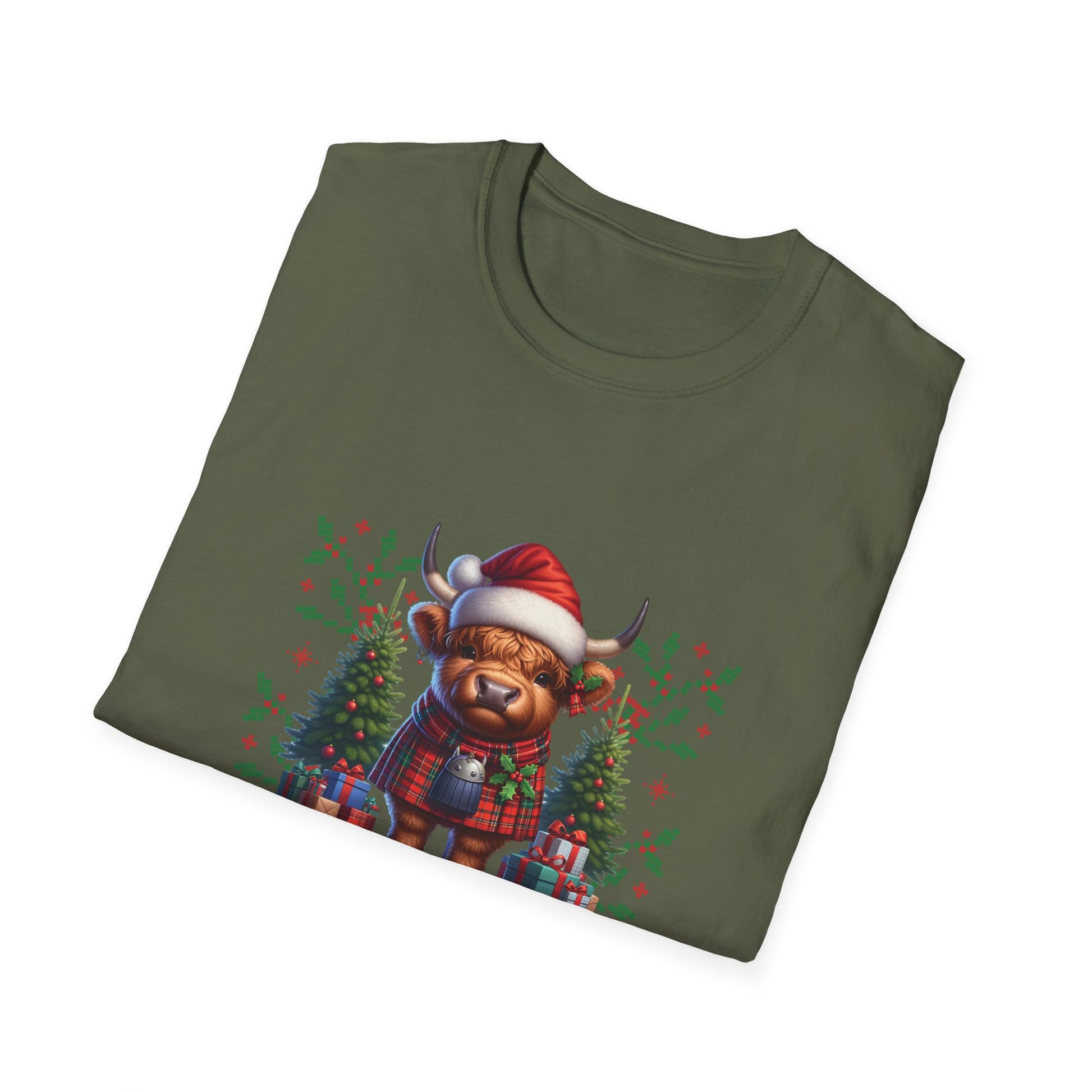 Mooey Christmas Heifer Cow Reindeer Christmas Lights Unisex Softstyle T-Shirt
