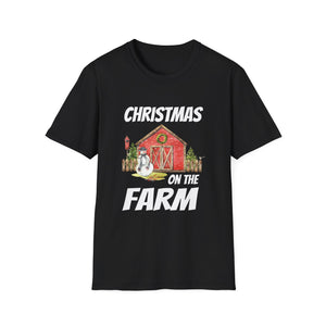 Christmas on the Farm T-Shirt — Holiday Barn & Snowman Farmhouse Tee
