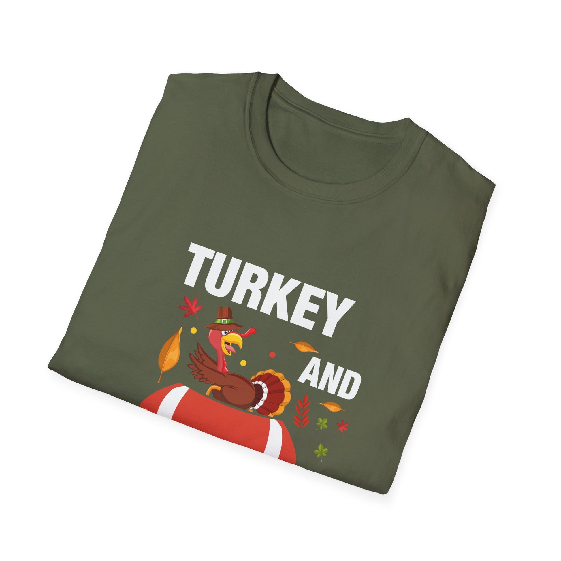 Thanksgiving Football T-Shirt — "Turkey and Touchdowns" Holiday Tee