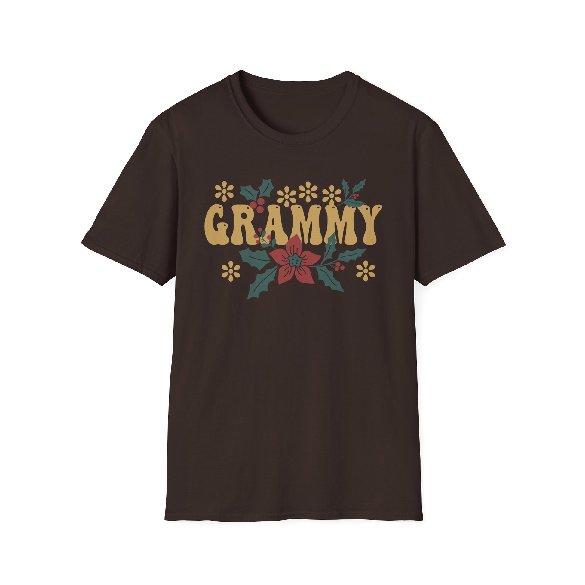 Grammy Floral T-Shirt — Vintage Poinsettia Gift for Grandmother (Christmas & Mother's Day)