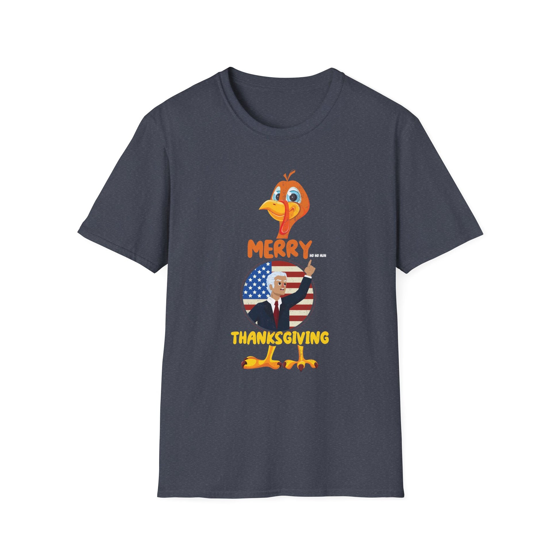 Thanksgiving Turkey T-Shirt — 'Merry Thanksgiving' Patriotic Turkey Graphic  Unisex T-Shirt