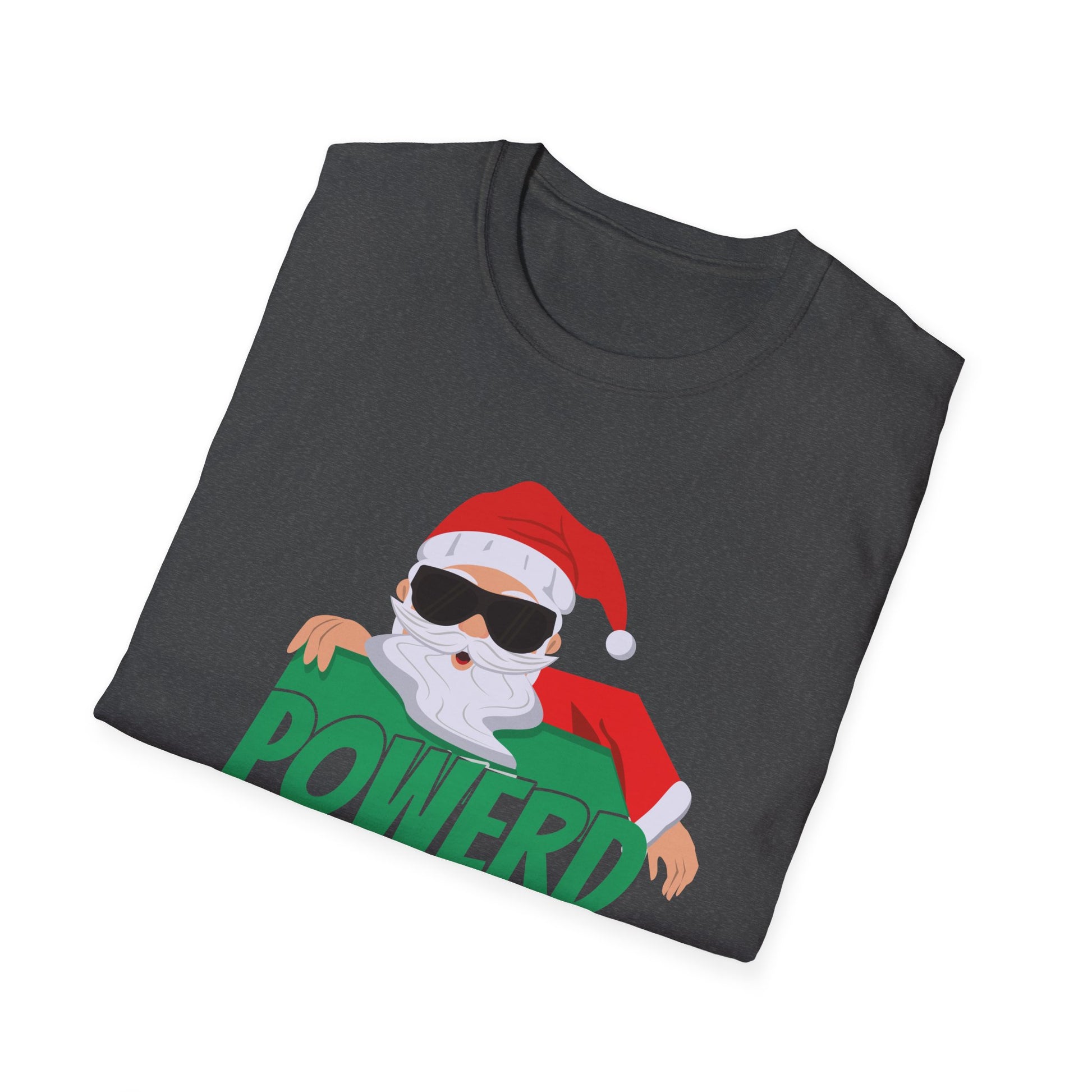 Christmas T-Shirt — "Powered by Christmas Spirit" Holiday Santa Tee