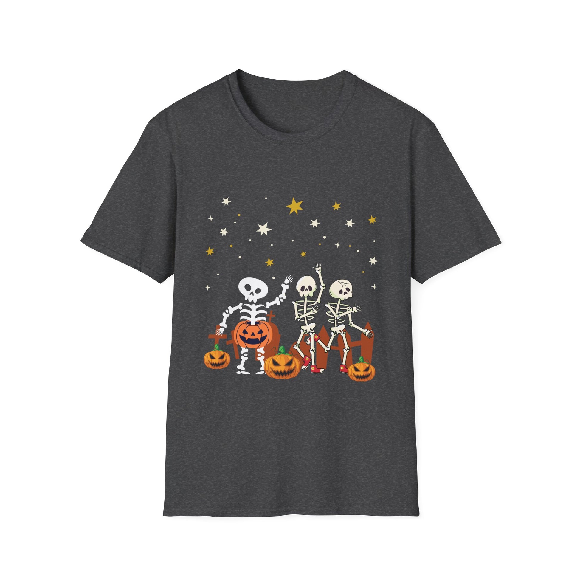 Halloween Skeletons & Jack-O’-Lanterns T-Shirt — Cute Dancing Skeleton Halloween Tee