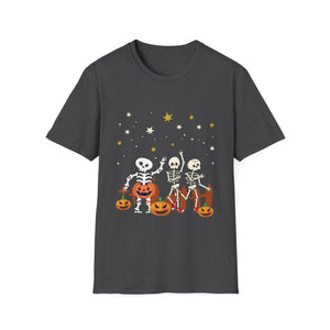 Halloween Skeletons & Jack-O’-Lanterns T-Shirt — Cute Dancing Skeleton Halloween Tee