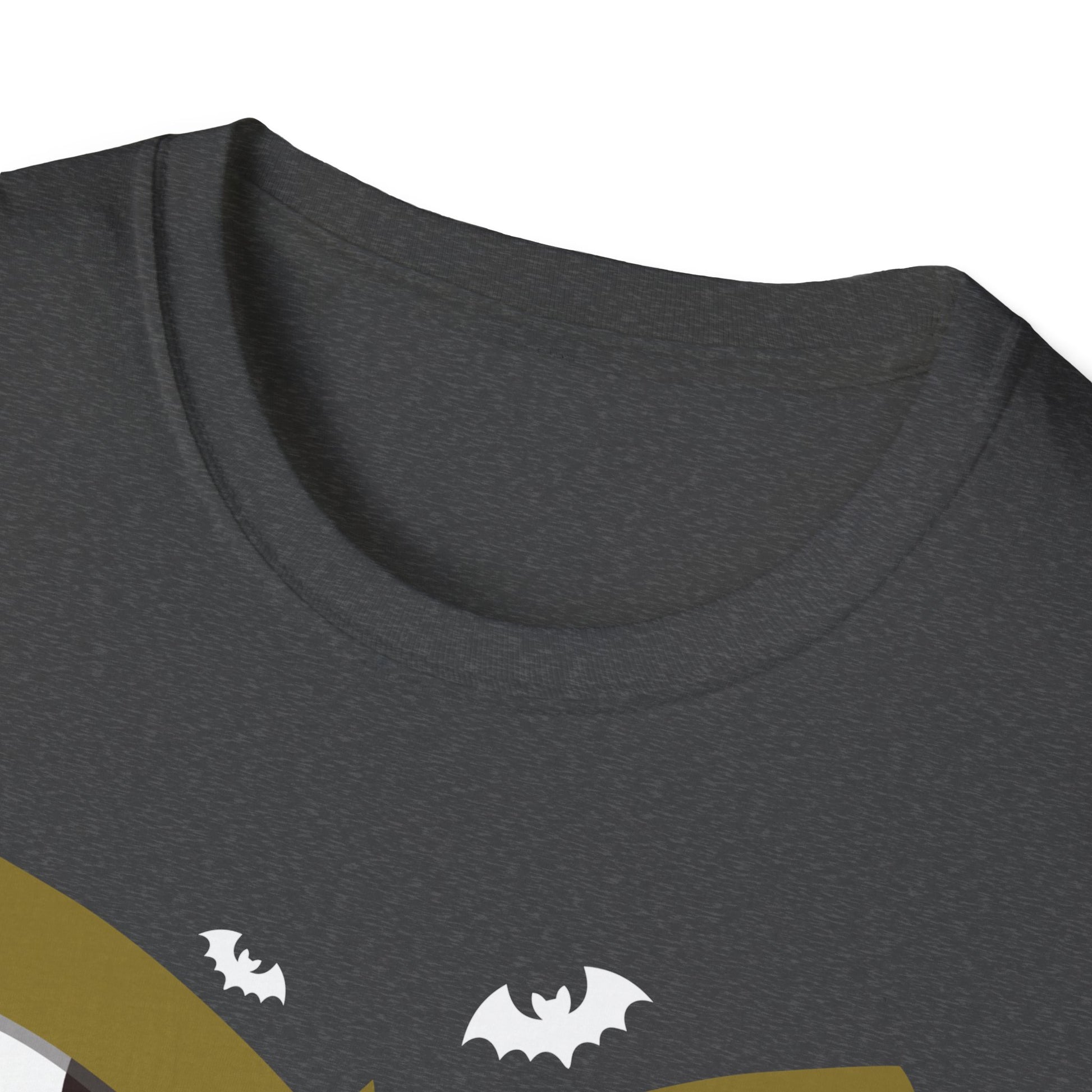 Scary Halloween Monster Face T-Shirt — Creepy Grinning Design with Spider Web