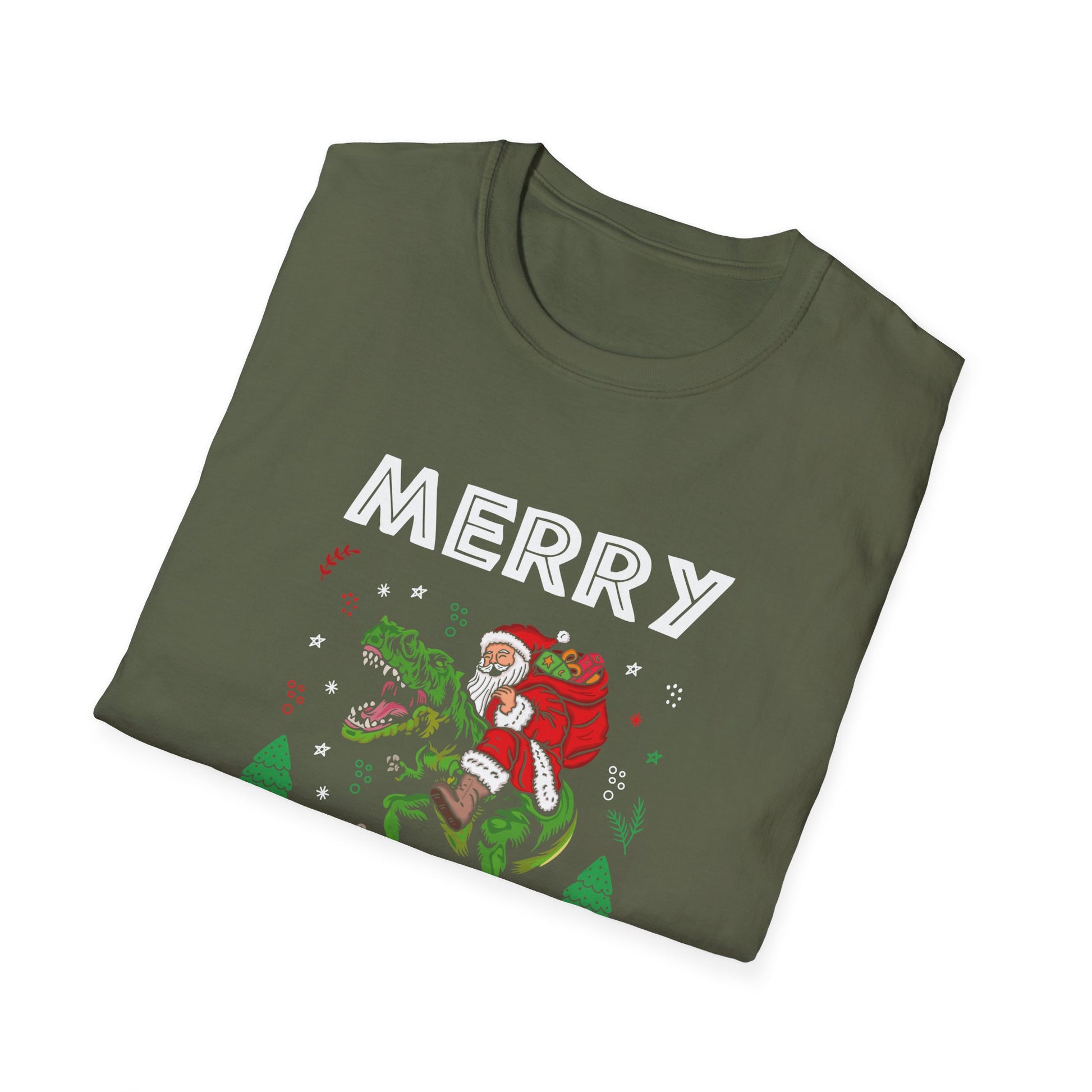 Christmas Dinosaur Xmas Christmas Ugly Christmas Elf p Unisex T-Shirt