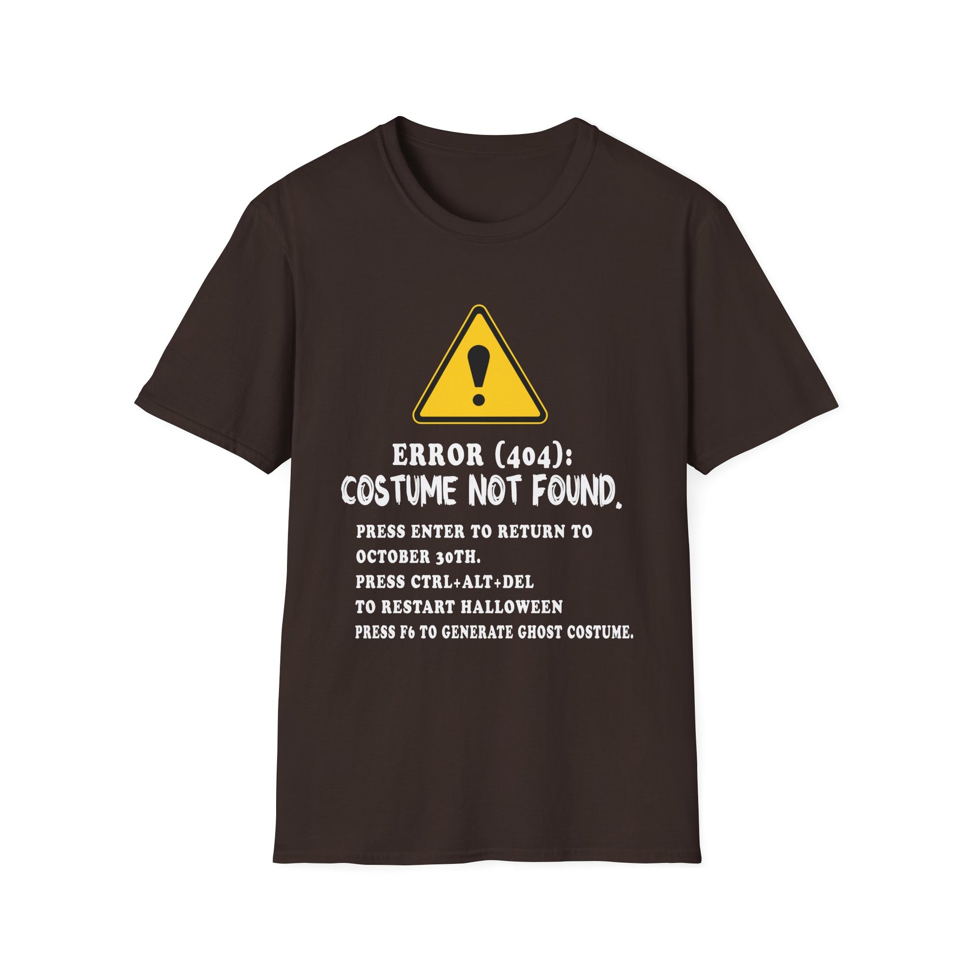 Error 404: Costume Not Found T-Shirt – Funny Halloween Tech Tee