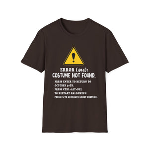 Error 404: Costume Not Found T-Shirt – Funny Halloween Tech Tee