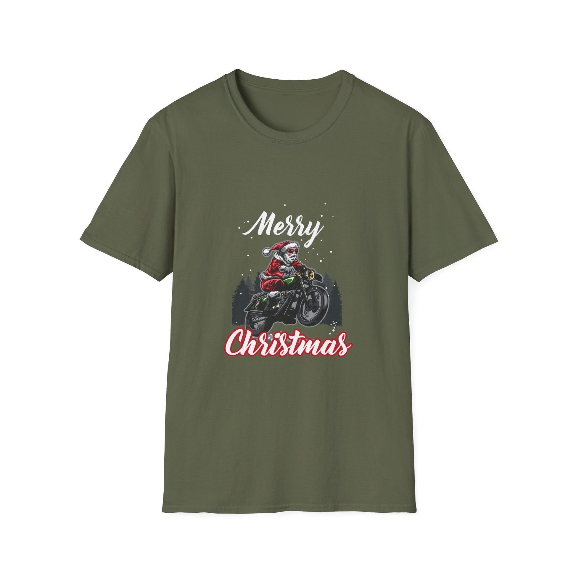 Christmas Motorcycle T-Shirt — 'Merry Christmas' Santa Biker Tee