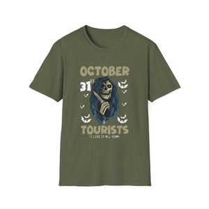 Halloween 'October Tourists' T-Shirt – Skull & Bats October 31 Graphic Tee