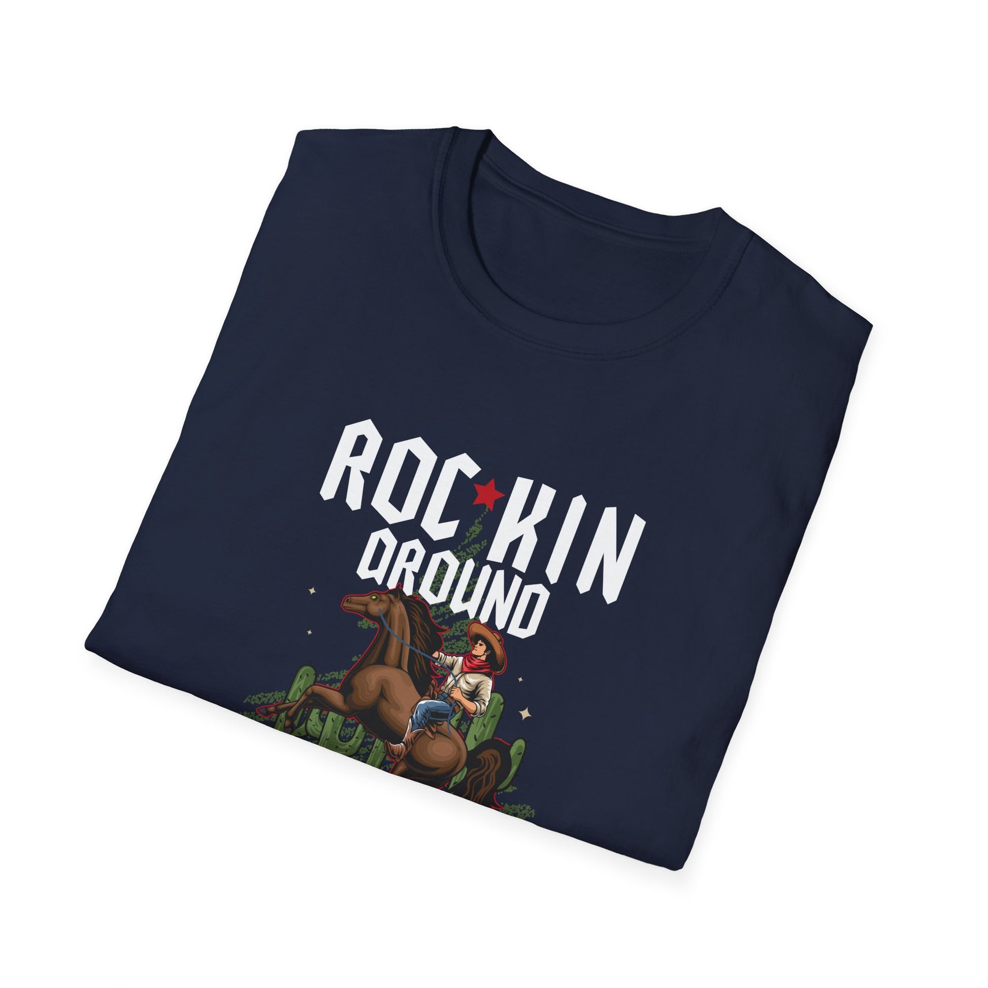 Rocking Around The Christmas Tree Cowboy Christmas Western Unisex T-Shirt