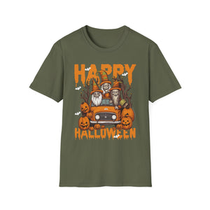 Gnomes Halloween Greeting Holiday Pumpkin Creepy Halloween Tee Unisex Softstyle T-Shirt