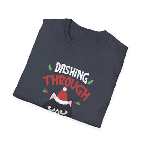 Christmas Cat Dashing Through The No Coffee Grumpy Christmas Unisex T-Shirt