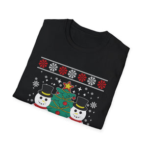 Christmas Snowmen T-Shirt — Festive Holiday Tree & Snowflake Tee