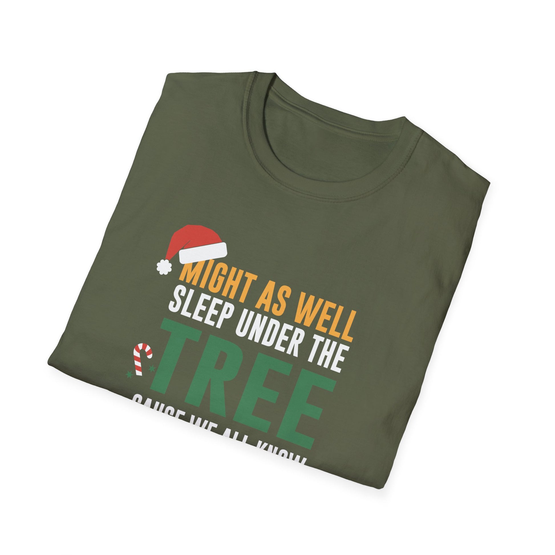 Funny Christmas Decor Firefighter Truck Christmas Tree  Unisex Softstyle T-Shirt