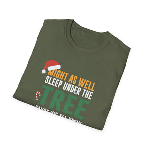 Funny Christmas Decor Firefighter Truck Christmas Tree  Unisex Softstyle T-Shirt
