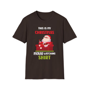 Christmas Movie Watching T-Shirt — Santa Relaxing on Couch Holiday Tee