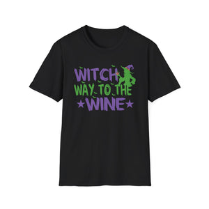Witch Way To The Wine T-Shirt — Funny Halloween Wine Tee