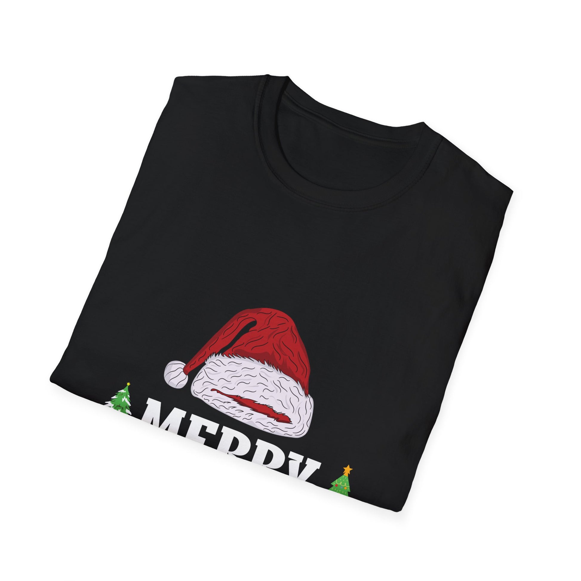 Christmas T-Shirt — "Merry Christmas" Santa Hat Holiday Tee