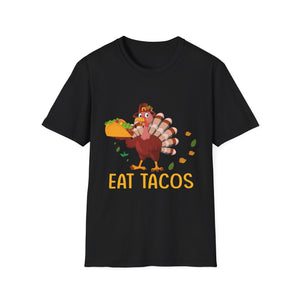 Thanksgiving Turkey 'Eat Tacos' T-Shirt — Funny Holiday Food Graphic Tee  Unisex T-Shirt