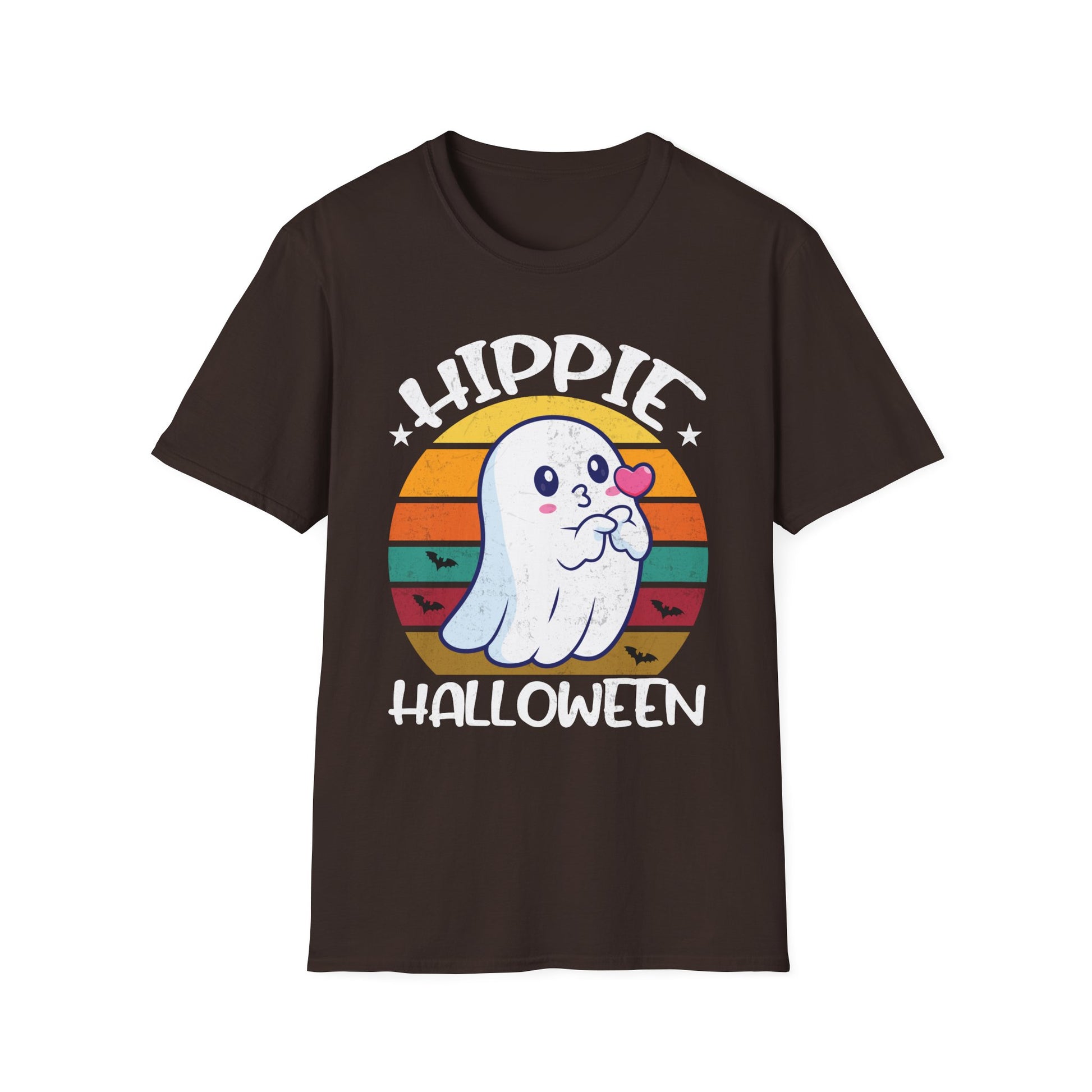 Hippie Halloween T-Shirt – Cute Ghost Retro Sunset Graphic