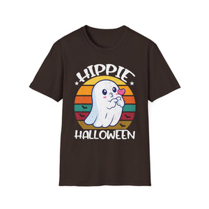 Hippie Halloween T-Shirt – Cute Ghost Retro Sunset Graphic