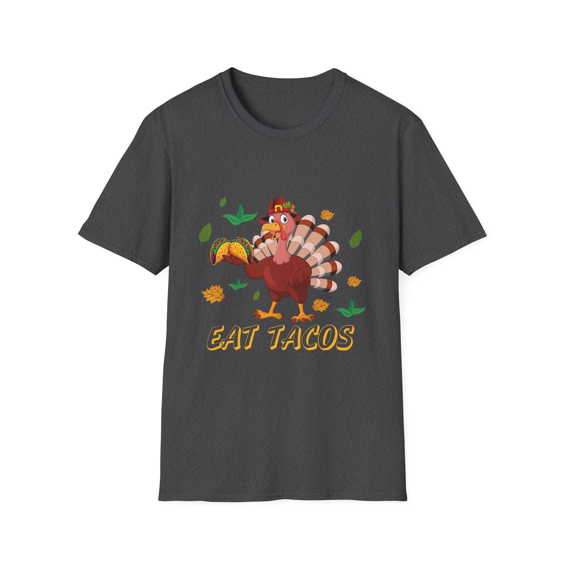 Funny Thanksgiving Turkey T-Shirt “Eat Tacos” — Cute Holiday Turkey Graphic Tee  Unisex T-Shirt