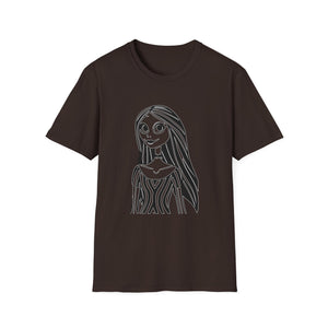 Gothic Line Art Girl T-Shirt
