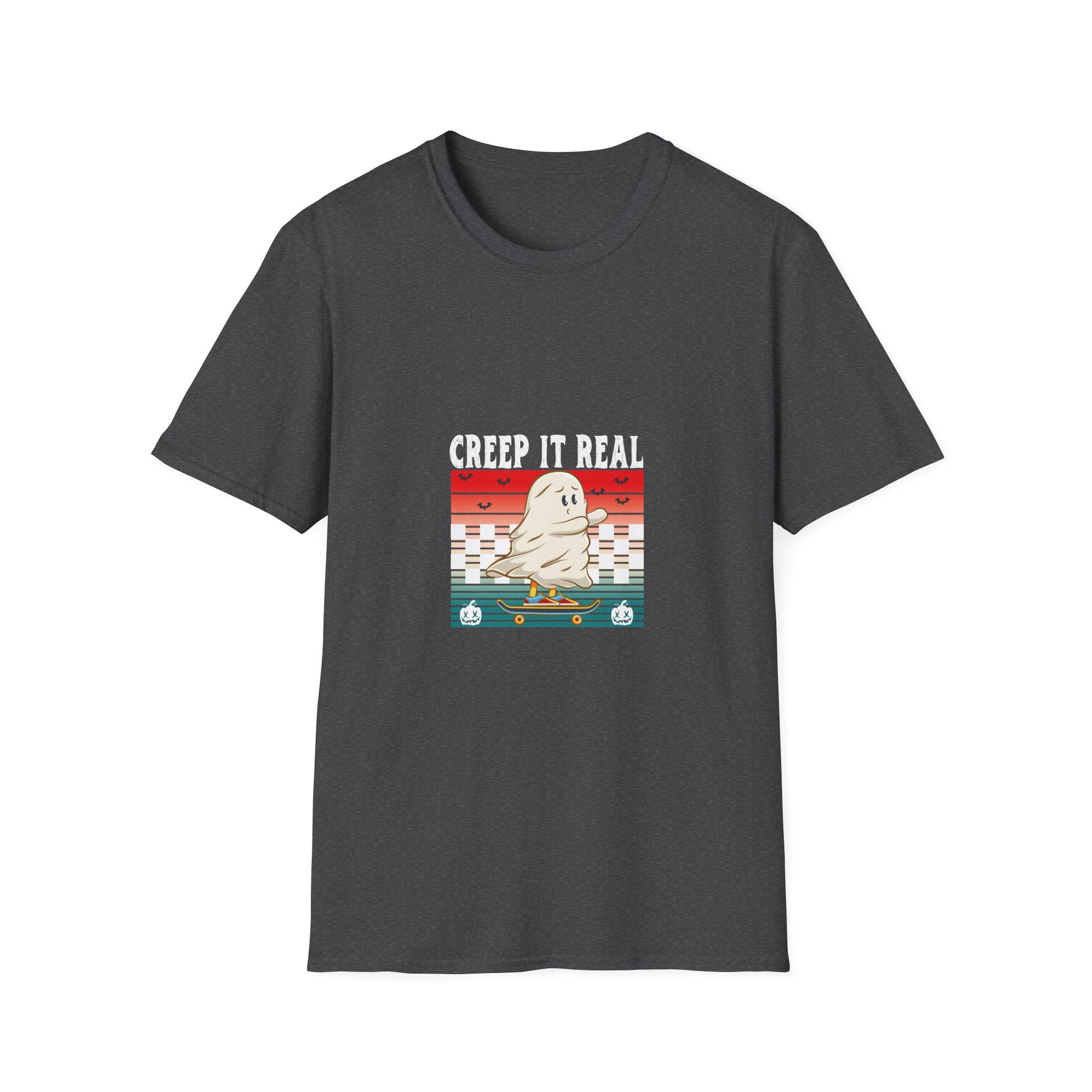 Creep It Real Skateboard Ghost T-Shirt — Funny Halloween Skate Ghost Tee