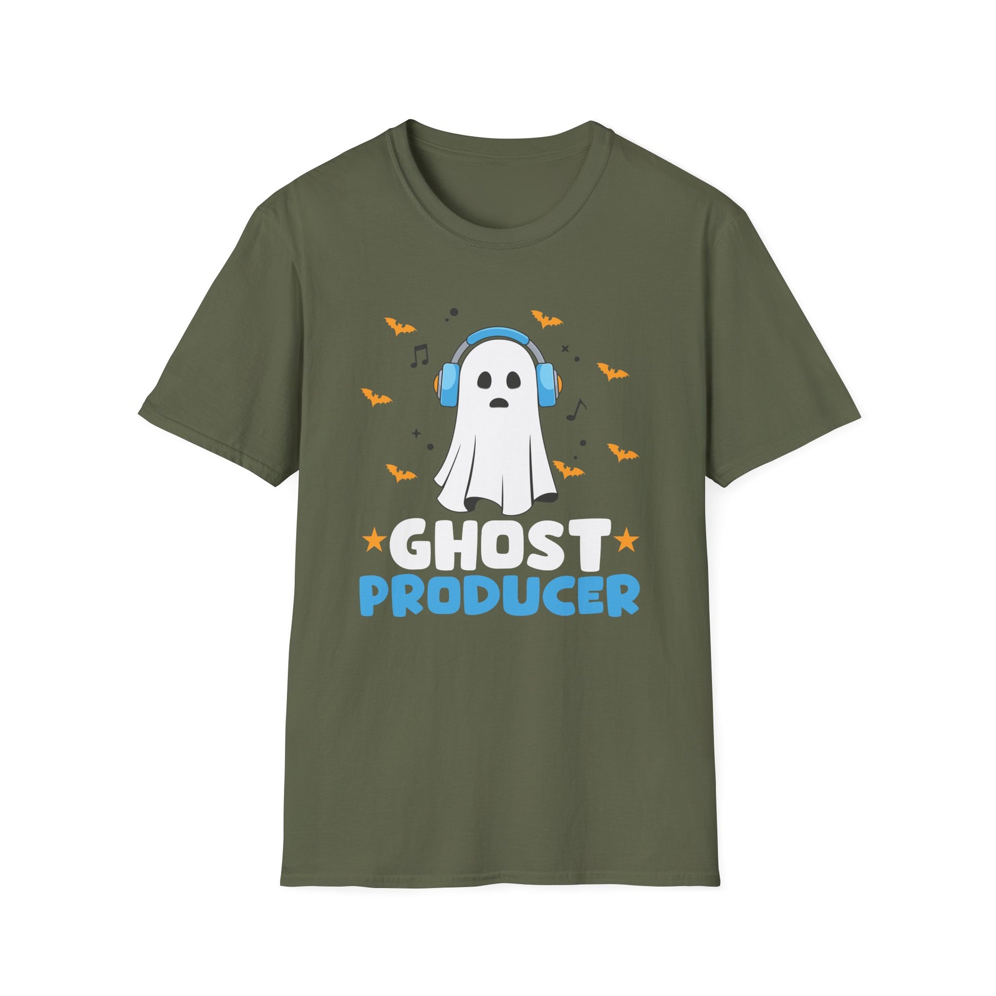 Ghost Producer T-Shirt — Cute Ghost with Headphones Halloween Music Tee