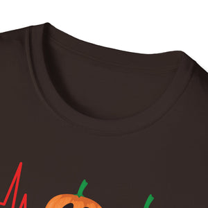 Halloween Pumpkin Heartbeat T-Shirt — Cute Jack-O’-Lantern ECG Tee