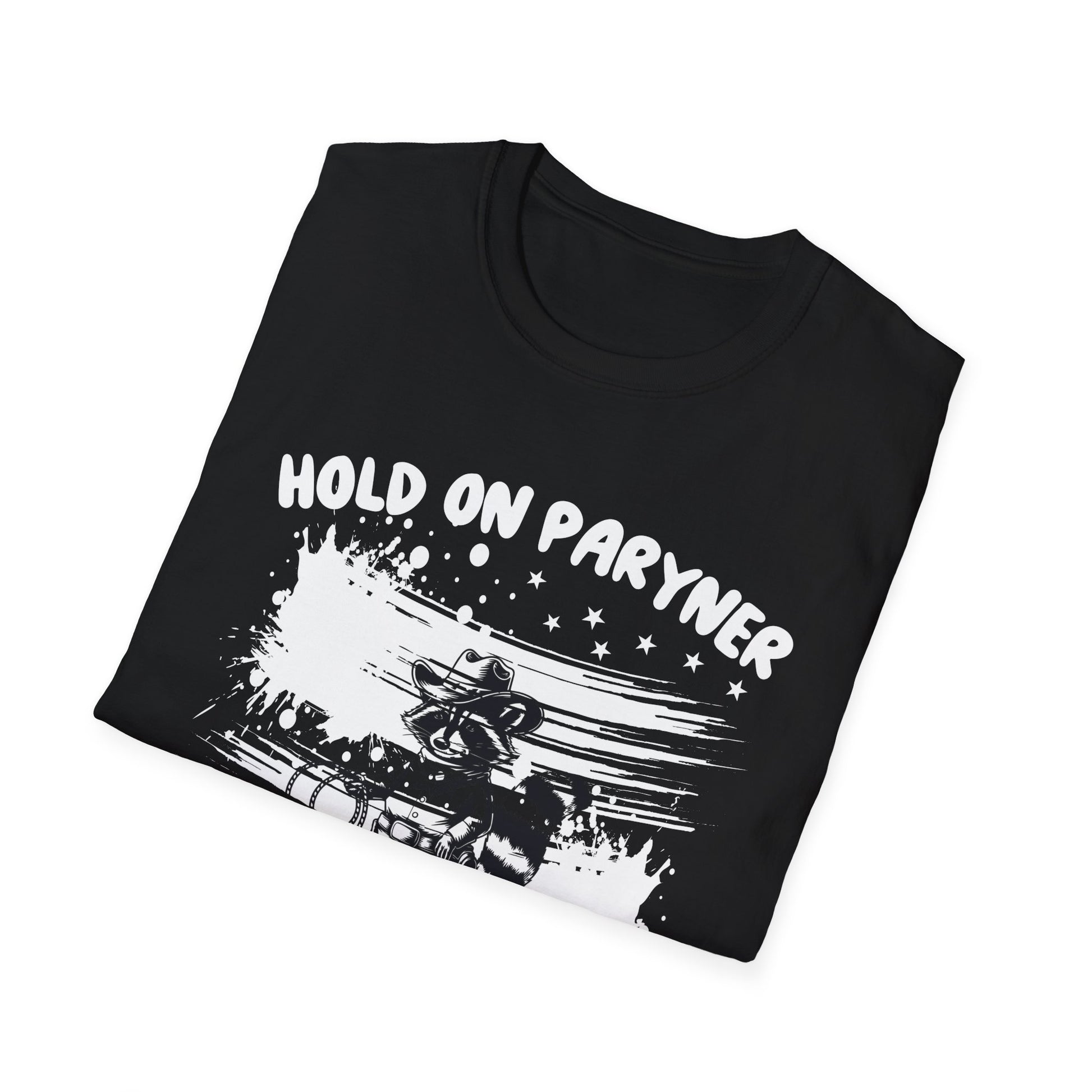 Overstimulated Raccoon T-Shirt — "Hold On Paryner I’m Overstimulated" Funny Graphic Tee