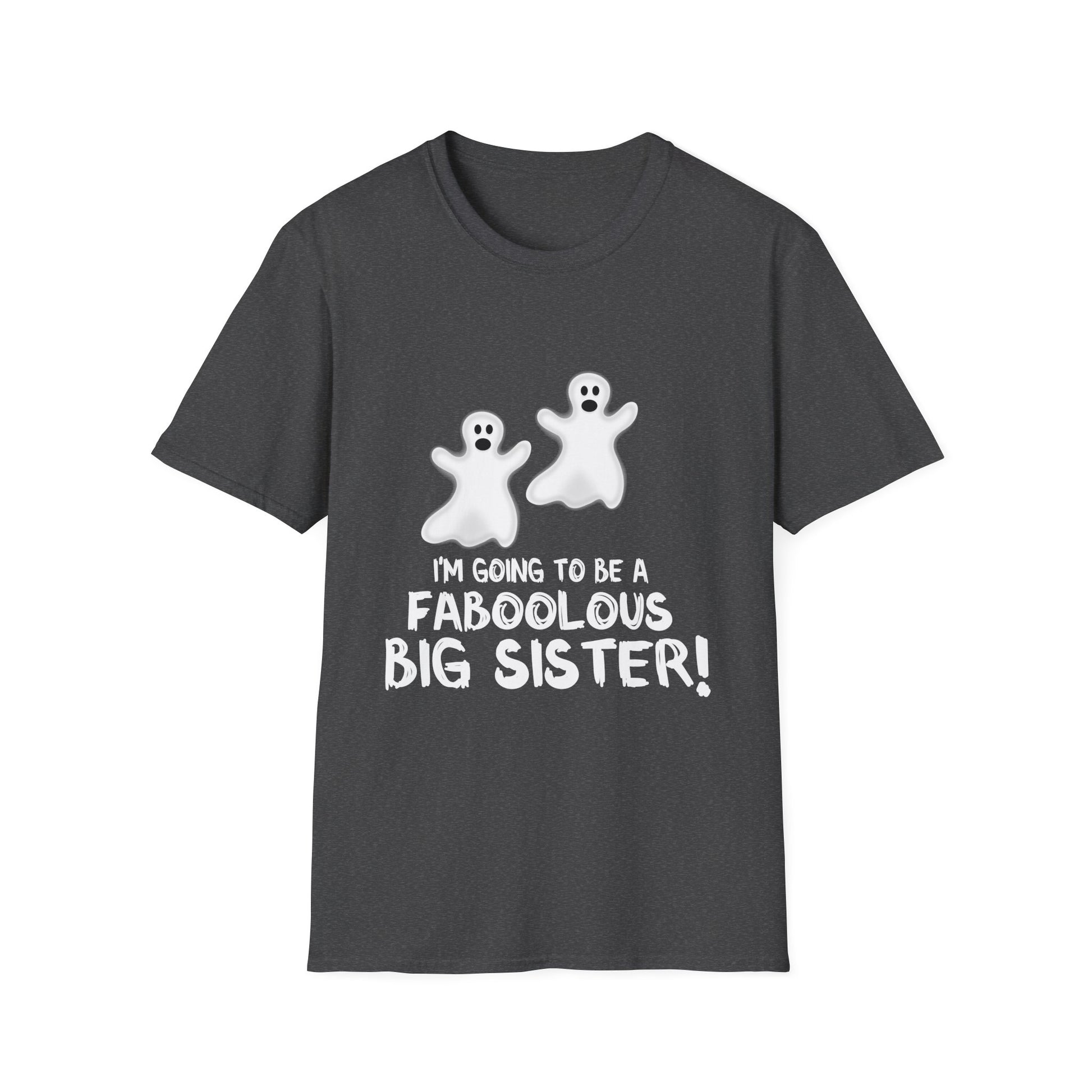Big Sister Halloween T-Shirt - "I'm Going to be a Faboolous Big Sister!" Ghost Pregnancy Announcement Tee