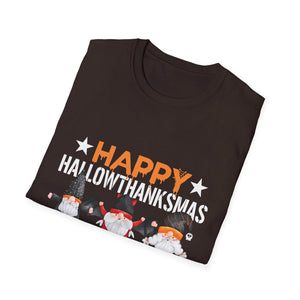Happy Halowthankmas T-Shirt — Cute Gnome Halloween-Thanksgiving-Christmas Mashup
