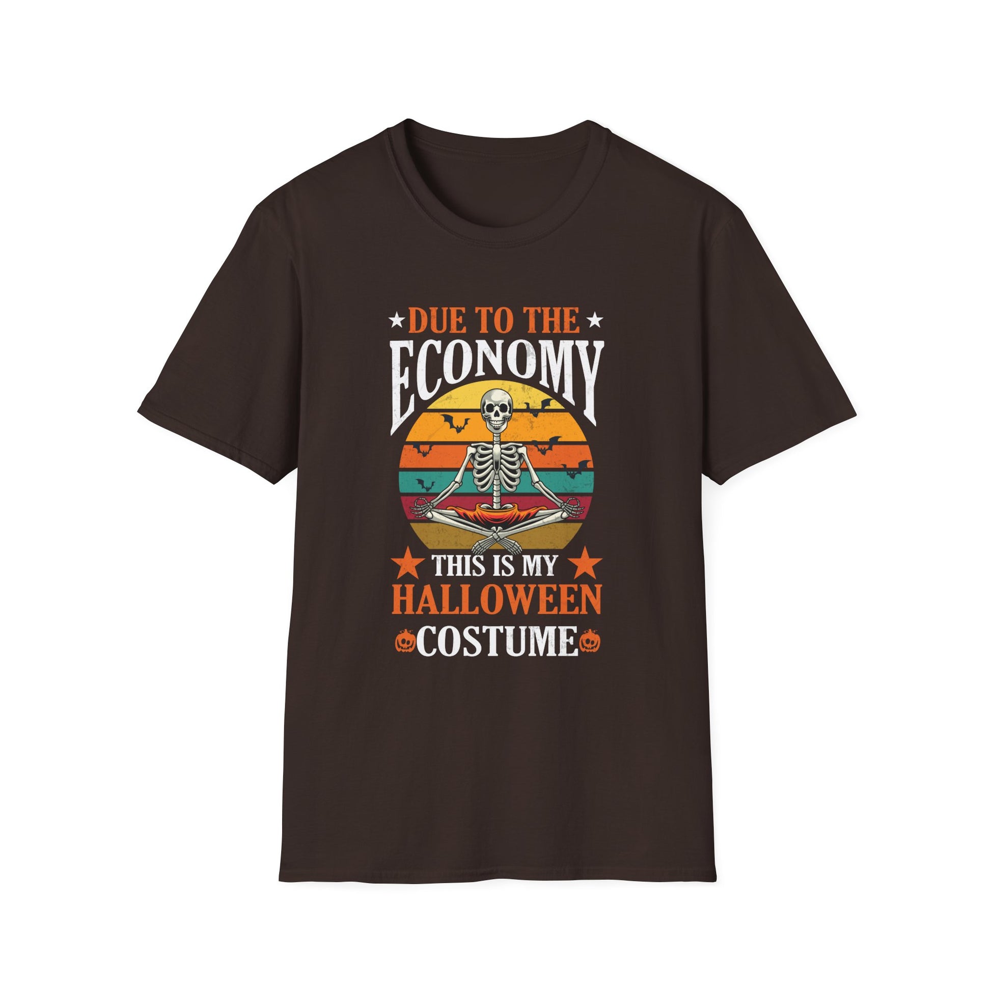 Halloween T-Shirt — "Due to the Economy This Is My Halloween Costume" Skeleton Retro Tee