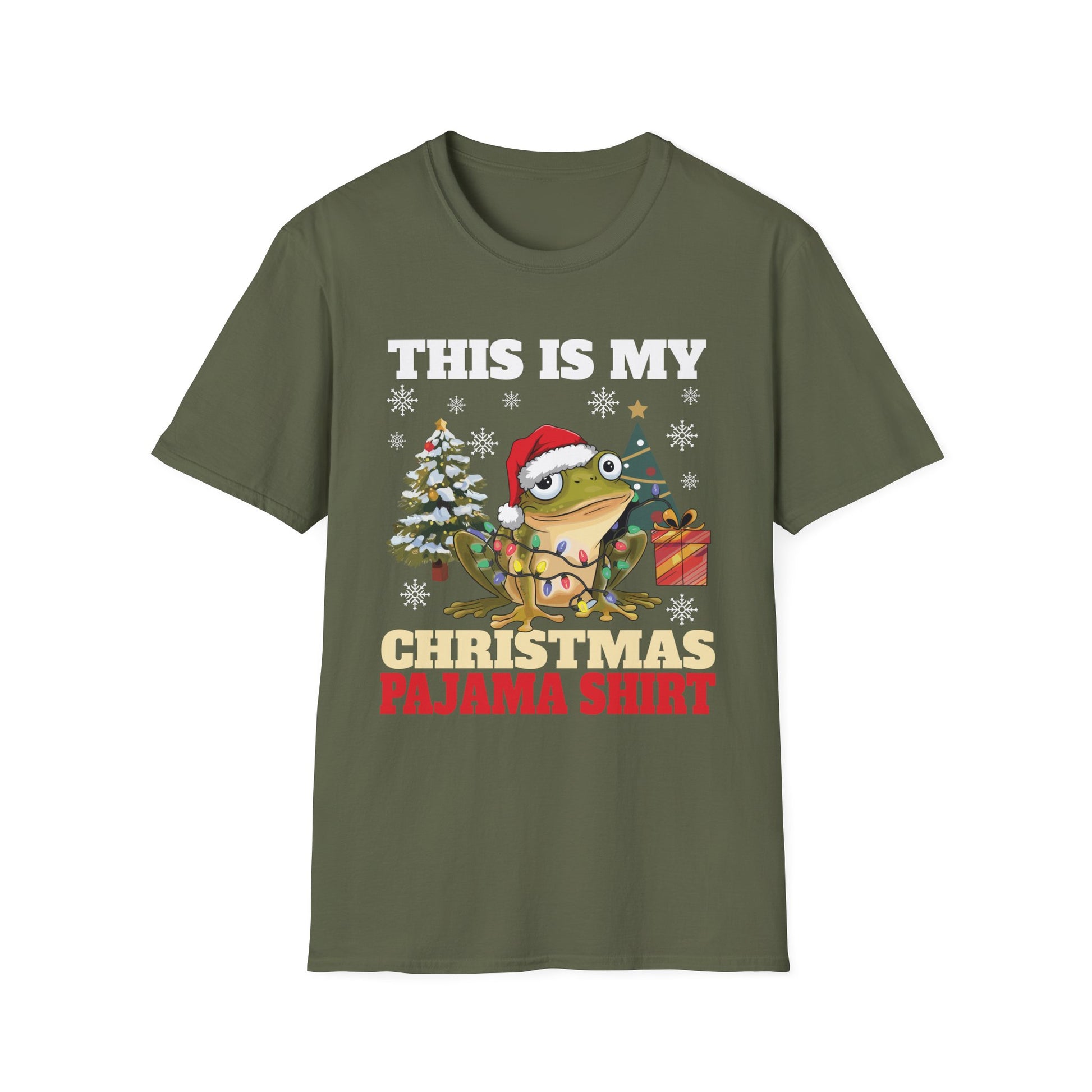 This Is My Christmas Pajama Shirt T‑Shirt — Funny Frog Santa Holiday Tee