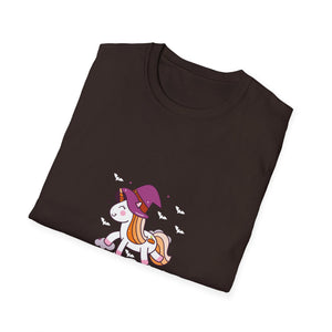 Happy Halloween Unicorn T-Shirt — Cute Witch Hat Unicorn with Bats & Skull