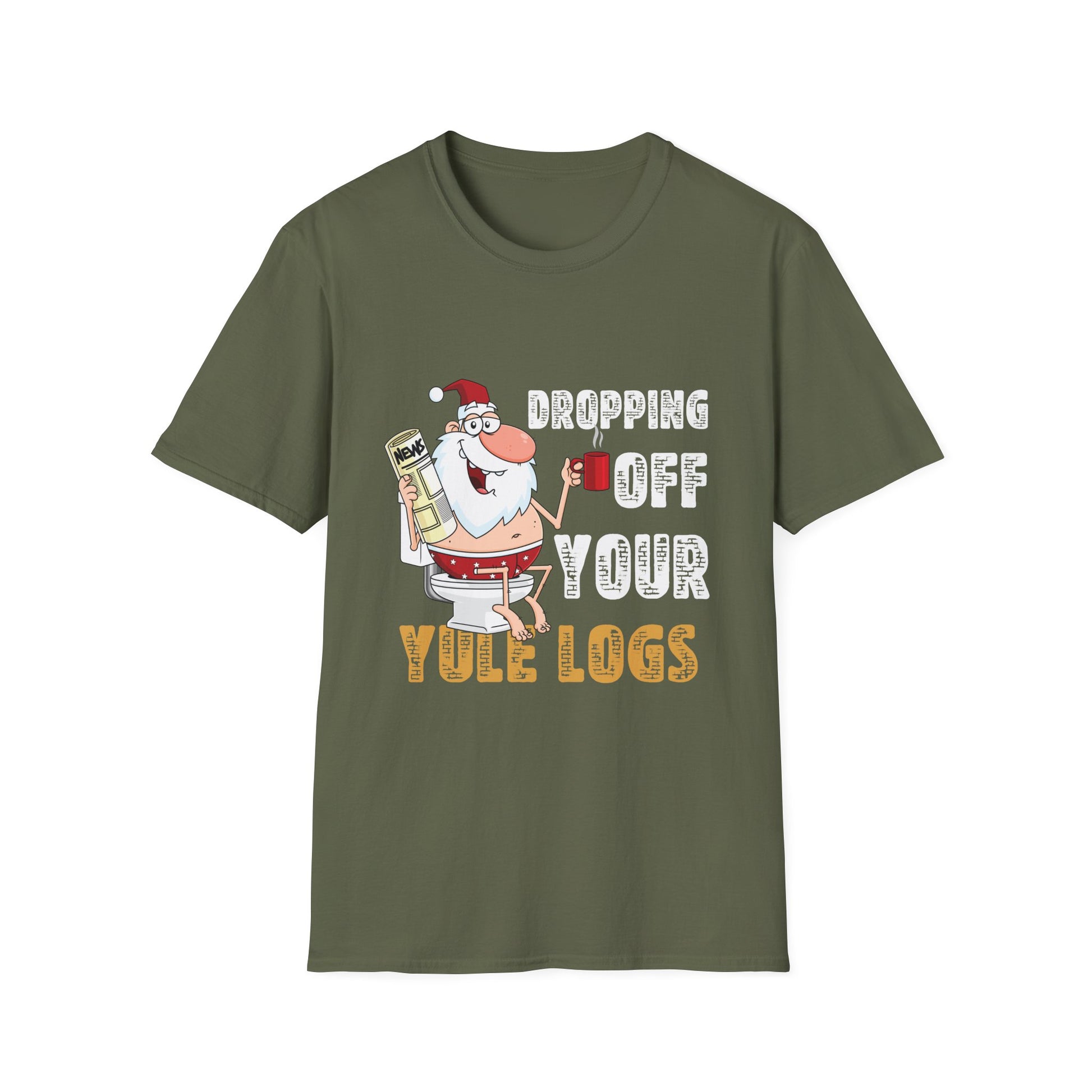Santa Funny Christmas T-Shirt — "Dropping Off Your Yule Logs" Holiday Tee