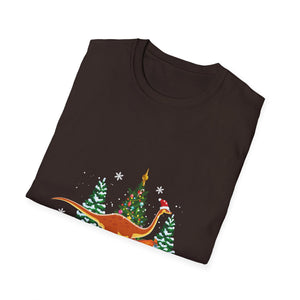 Christmas Brachiosaurus Dinosaur eating a Christmas Tree Unisex T-Shirt
